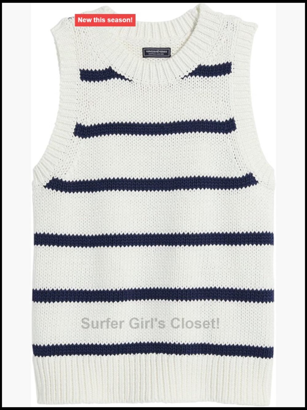 Vineyard Vines Summer Sweater Tank Ribbed Cotton Blend Sleeveless Crew Neck